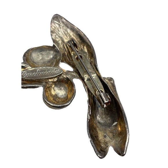 Vintage CAROLINEADES Pin Brooch Cicada And Leaves Bug Insect Silver Tone 2.5” - Picture 4 of 5